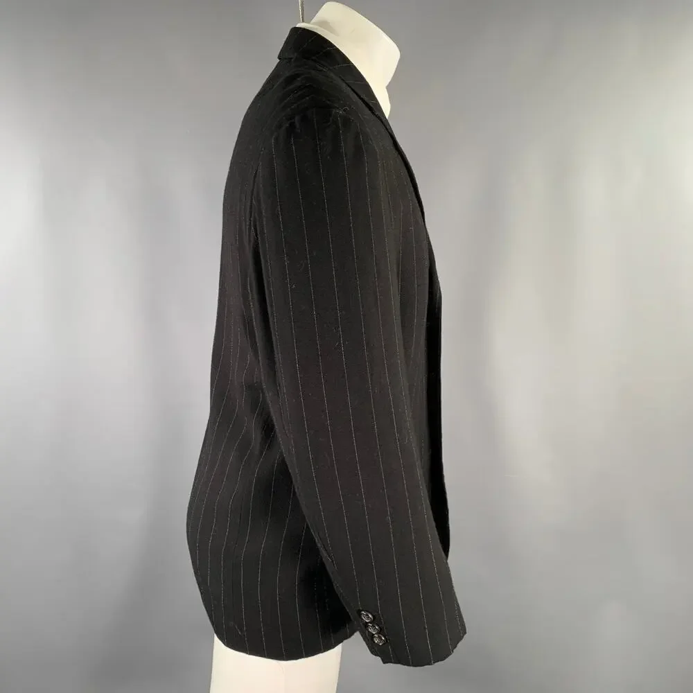 COMME des GARCONS HOMME PLUS Size S Black White Chalkstripe Sport Coat